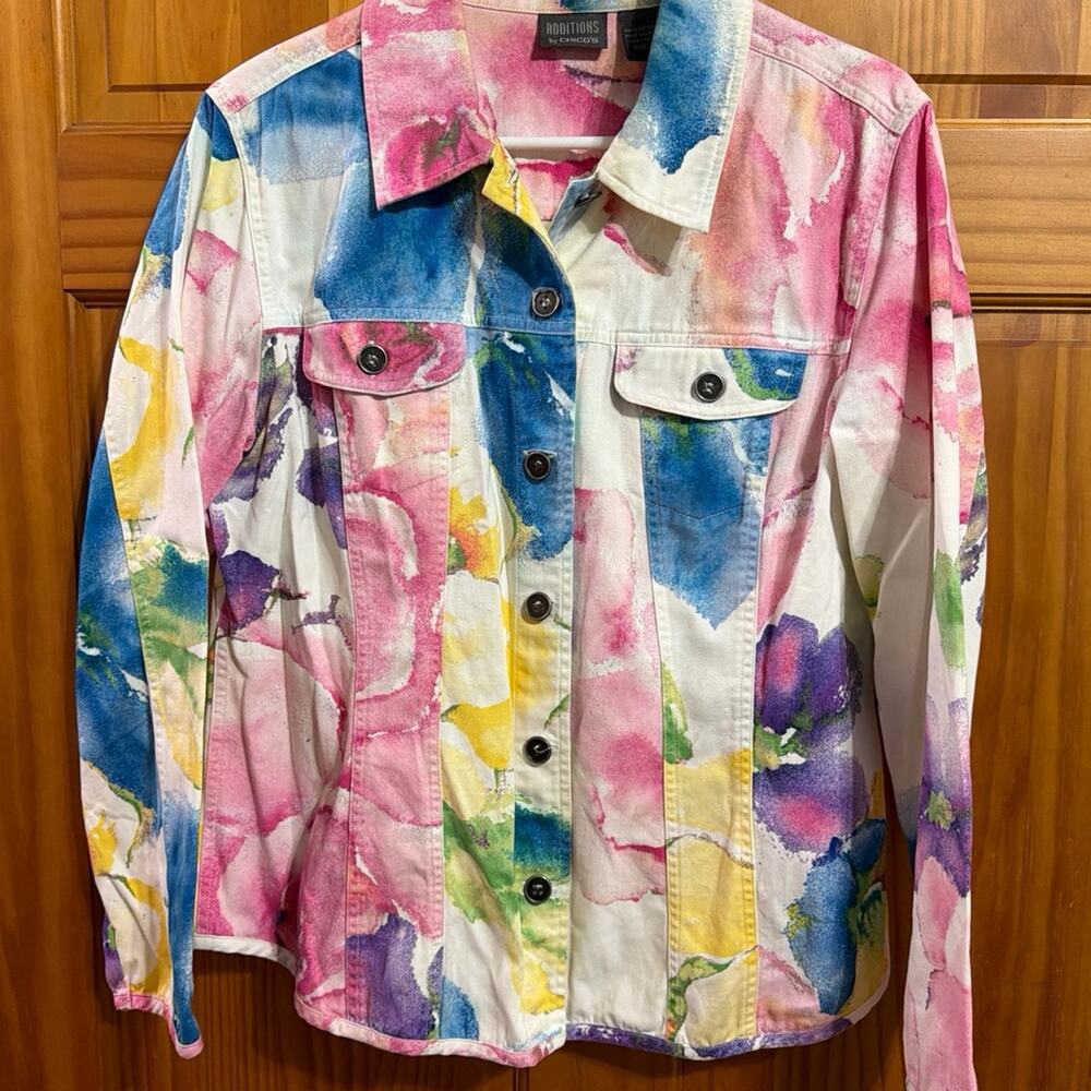 Chico Jean watercolor Jacket Size 2
